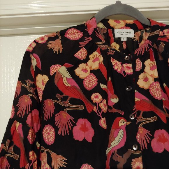 Colorful Bird Print Blouse - Picture 2 of 11